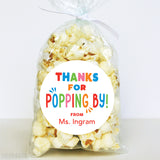 Popcorn or Bubbles "Thanks For Popping By" Stickers