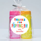 Popcorn or Bubbles "Thanks For Popping By" Stickers