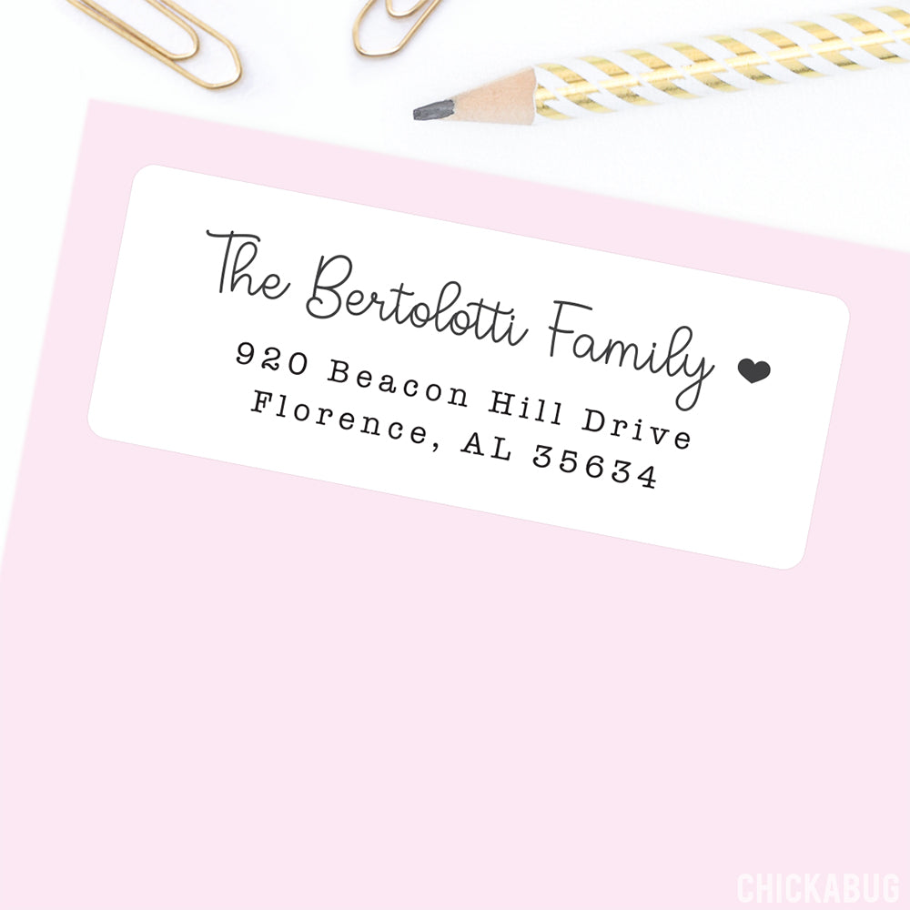 Address Labels Heart Personalized Sweet Script & Heart Return Address Labels – Chickabug