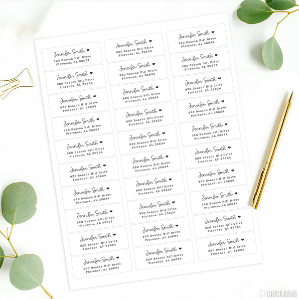Sweet Script and Heart Address Labels