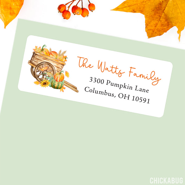 Fall Pumpkin Cart Address Labels