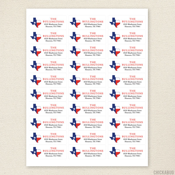 Texas State Address Labels