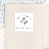 Black & White Flower "From The Library Of" Bookplate Labels