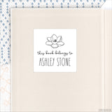 Black & White Magnolia "This Book Belongs To" Bookplate Labels
