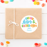 Blue "Bunny Kisses and Easter Wishes" Stickers