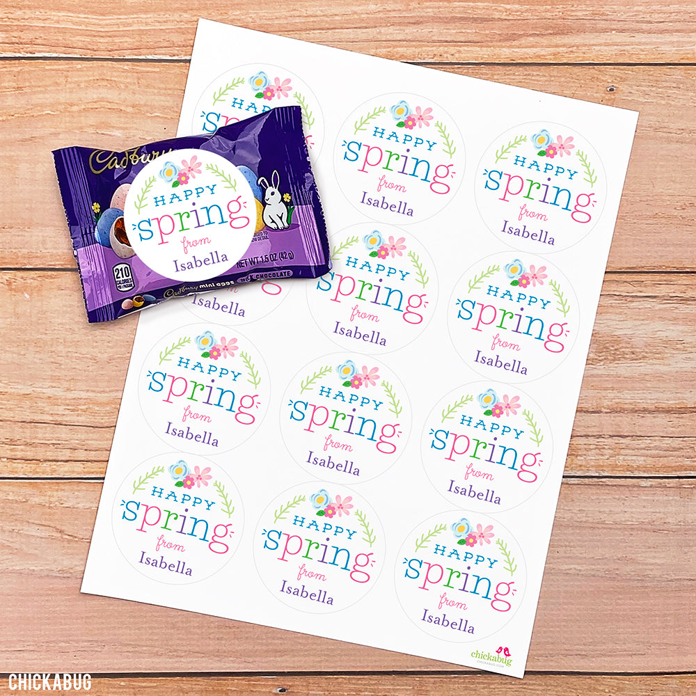 Personalized Happy Spring Stickers – Chickabug