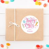 Pink Calligraphy Happy Easter Stickers
