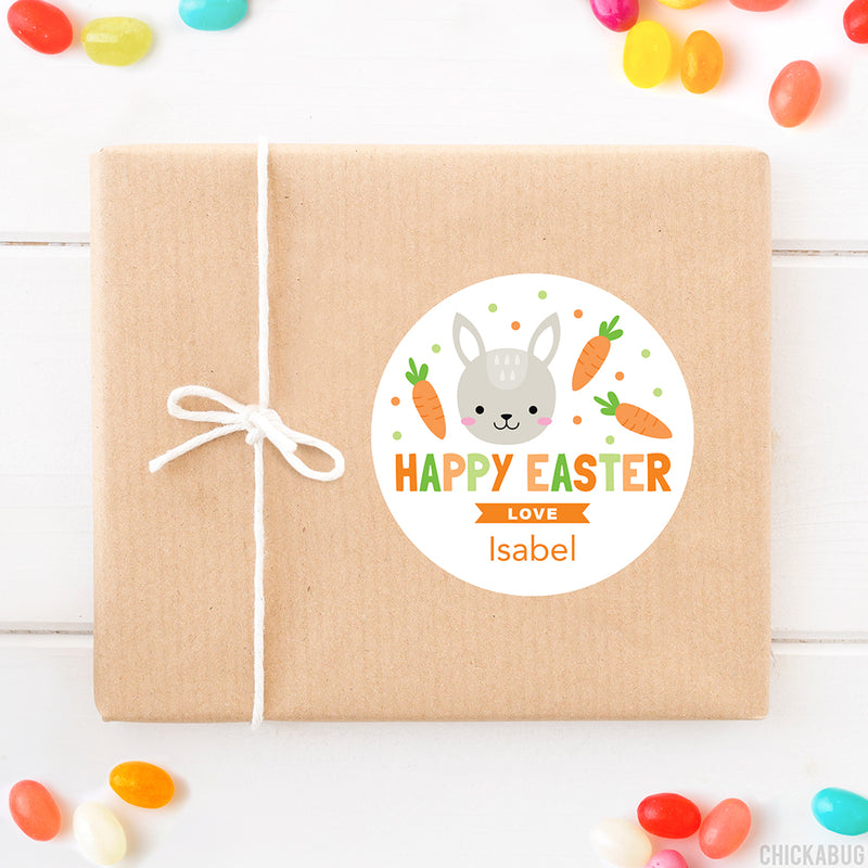 Cute Easter Bunny and Carrots Stickers