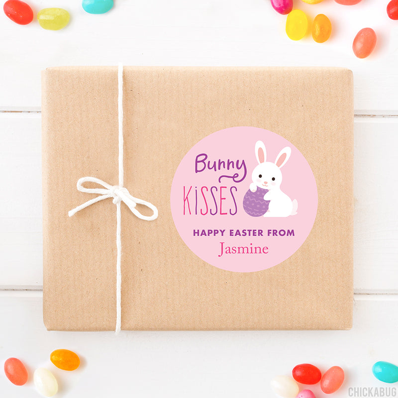 Pink "Bunny Kisses" Easter Stickers