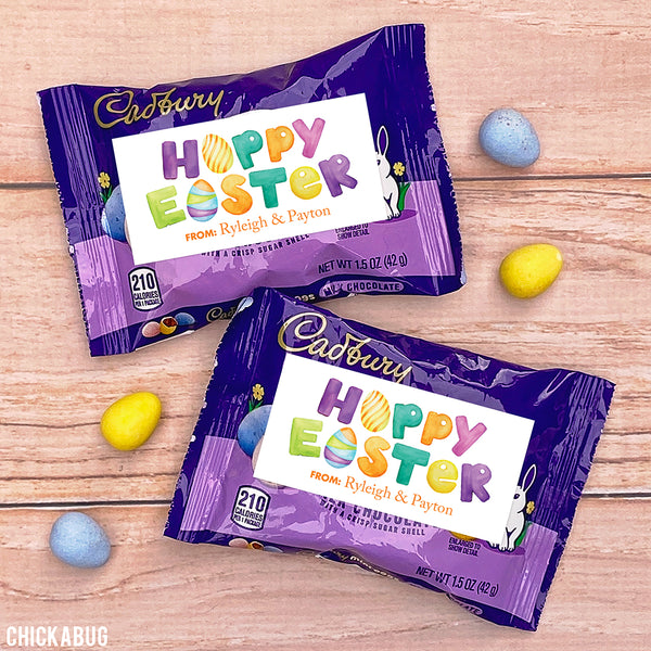 Happy Easter with Eggs Easter Labels