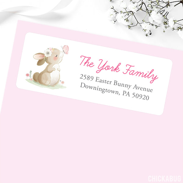 Watercolor Bunny and Butterfly Easter Address Labels