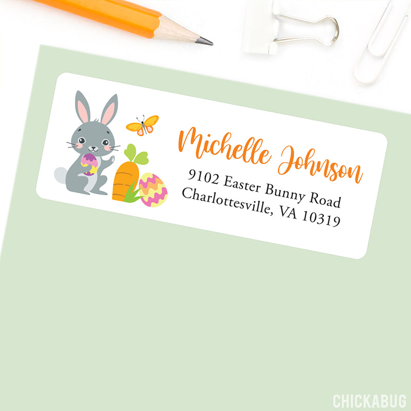 Personalized Easter Bunny and Carrot Return Address Labels – Chickabug