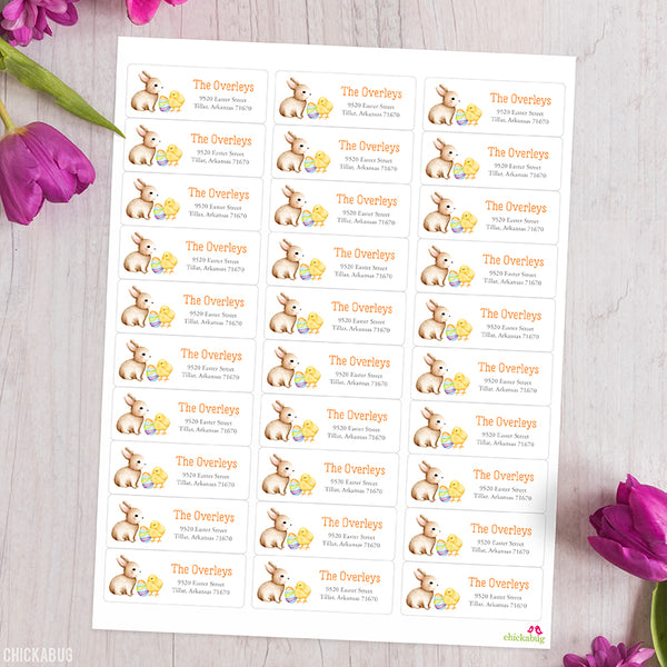 Watercolor Bunny and Chick Easter Address Labels