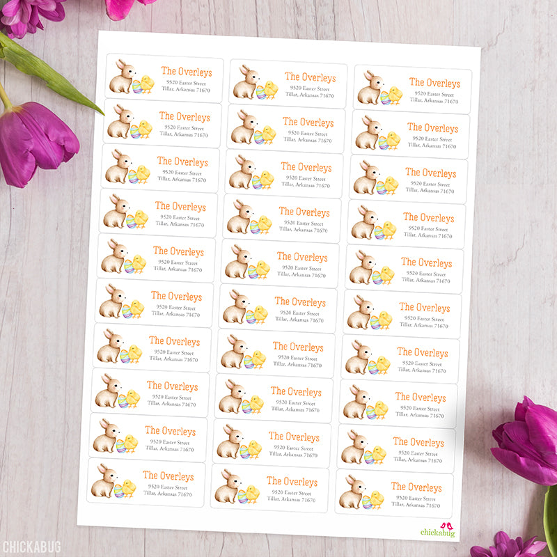Chick Address Labels Personalized Watercolor Bunny and Chick Easter Address Labels – Chickabug
