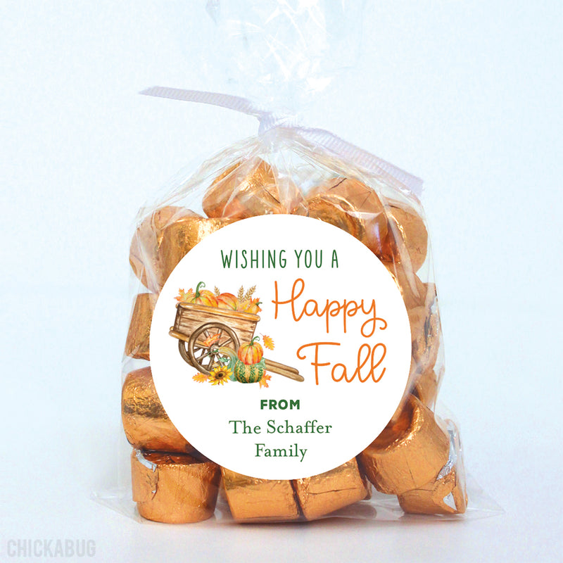 Festive Pumpkin Cart "Happy Fall" Stickers
