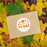 Smiling Pumpkin "Happy Fall!" Stickers