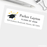Flying Graduation Cap Class of 2026 Address Labels