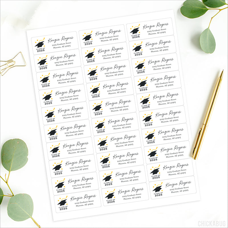 Personalized Script Graduation Cap Return Address Labels โ Chickabug