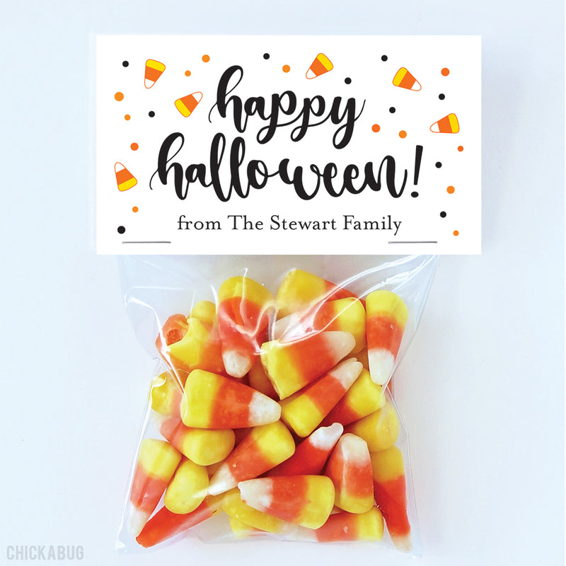 Candy Corn "Happy Halloween" Paper Tags and Bags