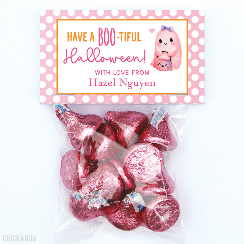 Pink Ghost "BOO-tiful Halloween" Paper Tags and Bags