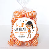 "Flip or Treat" African-American Gymnast Halloween Stickers