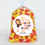 "Point Your Feet" Dancer Halloween Stickers - Brown Hair