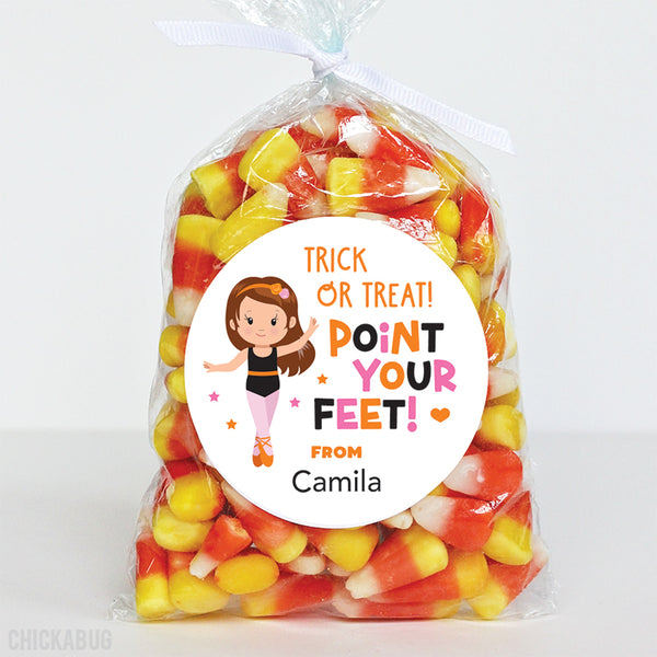 "Point Your Feet" Dancer Halloween Stickers - Brown Hair