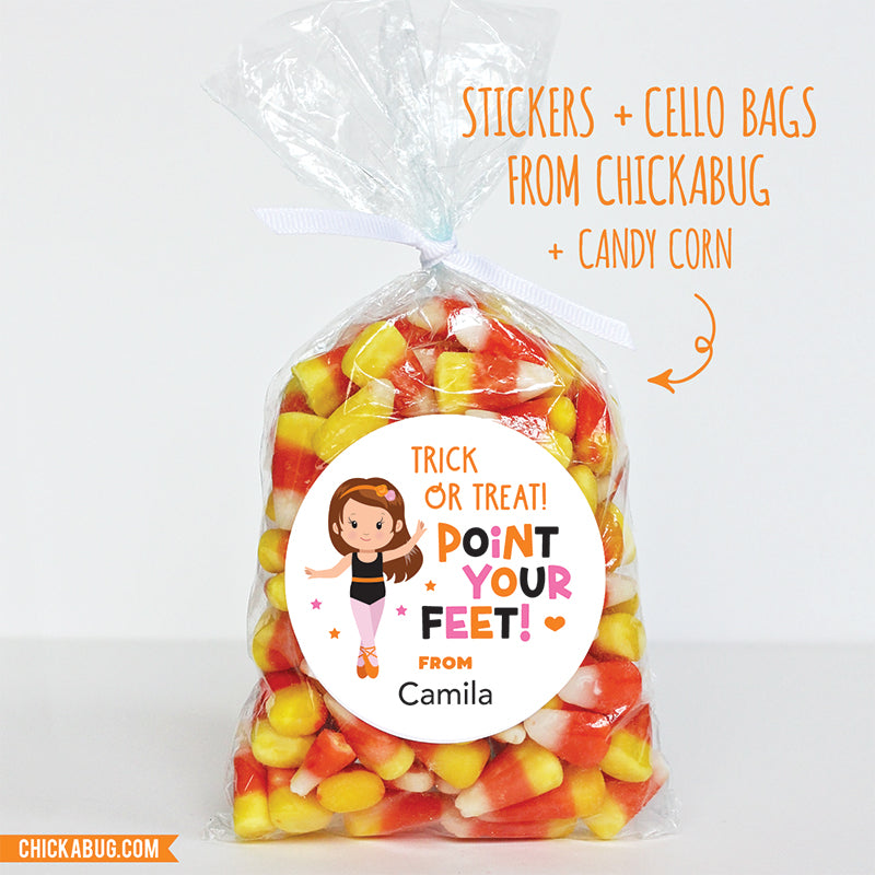 "Point Your Feet" Dancer Halloween Stickers - Brown Hair