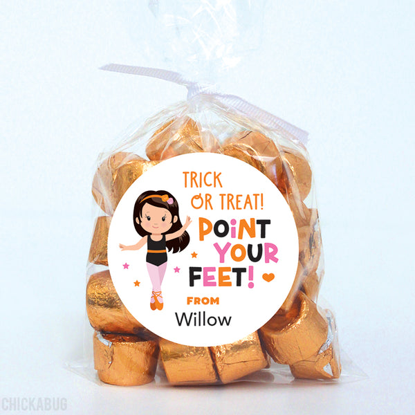 "Point Your Feet" Dancer Halloween Stickers - Dark Hair