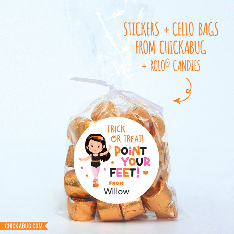 "Point Your Feet" Dancer Halloween Stickers - Dark Hair
