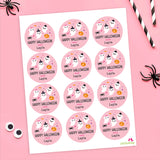 Pink Ghosts Halloween Stickers