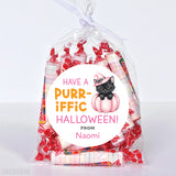 Purr-iffic Cat Pink Halloween Stickers