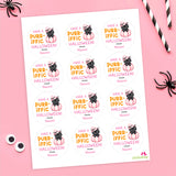 Purr-iffic Cat Pink Halloween Stickers