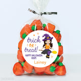 Pretty Witch "Trick or Treat" Halloween Stickers - Dark Hair