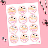 Pink "Bugs and Kisses" Halloween Stickers