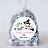 Pink Vintage Cat Halloween Stickers