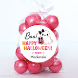 Pink Ghost with a Bow Halloween Stickers