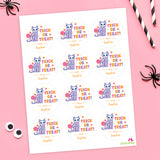 Skeleton Cat Pink Halloween Stickers