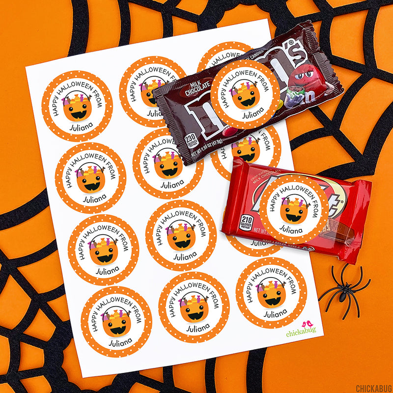 Pumpkin Treat Pail Halloween Stickers