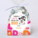 "Thanks a LATTE for All You BOO" Pink Halloween Stickers
