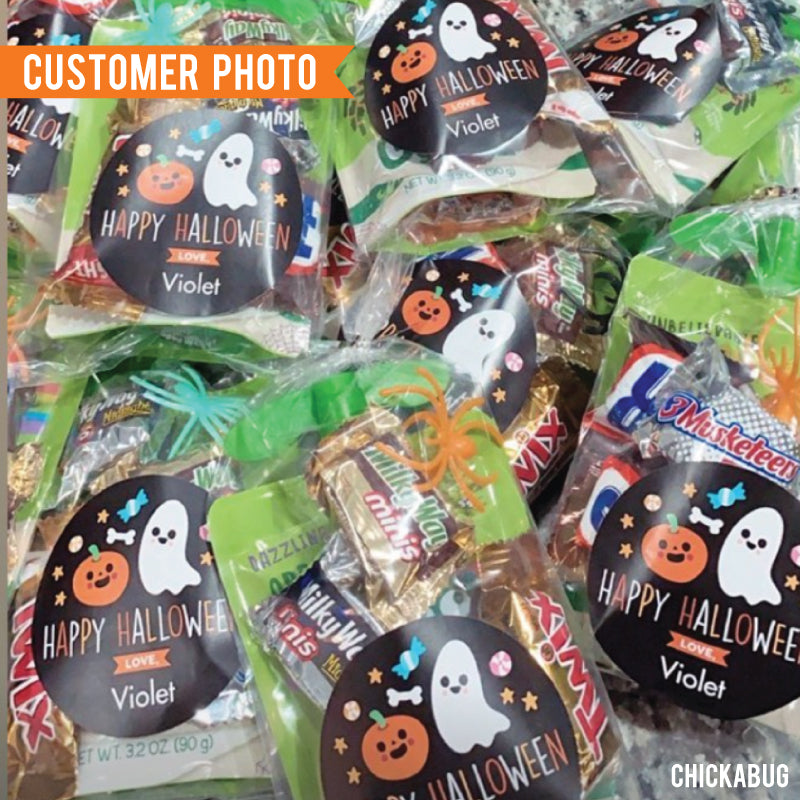 Pumpkin, Ghost, and Candy Halloween Stickers
