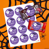 Ghost and Bat Halloween Stickers (Purple)
