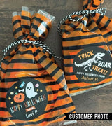 Dinosaur "Trick ROAR Treat" Halloween Stickers (Black)