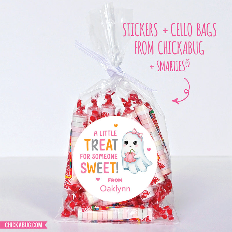 Pink "A Little Treat For Someone Sweet" Halloween Stickers