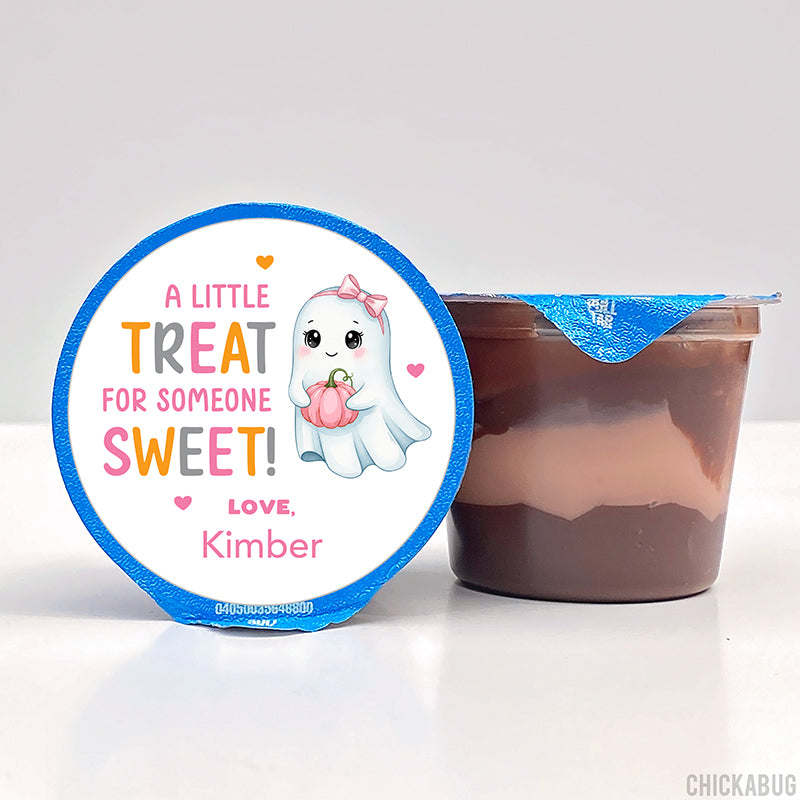 Pink "A Little Treat For Someone Sweet" Halloween Stickers
