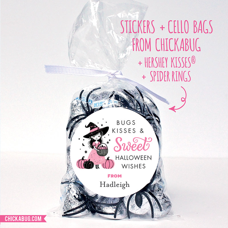 "Bugs, Kisses & Sweet Halloween Wishes" Stickers