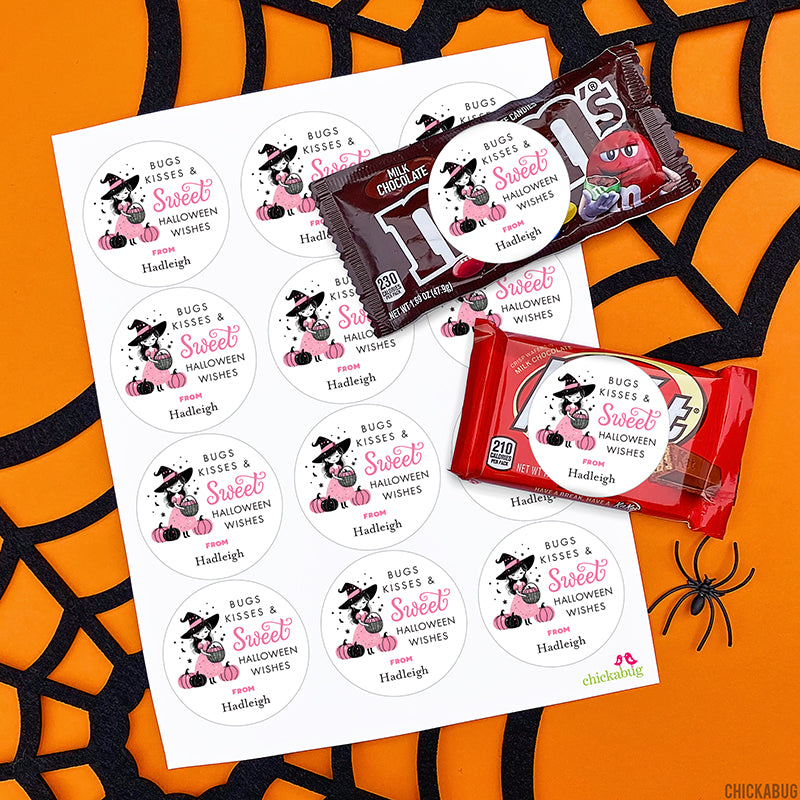 "Bugs, Kisses & Sweet Halloween Wishes" Stickers