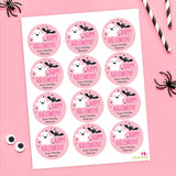 Pink Ghost & Bat Halloween Stickers
