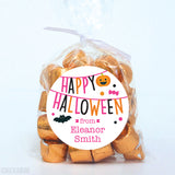 Pink Happy Halloween Banner Stickers