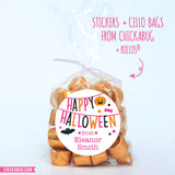 Pink Happy Halloween Banner Stickers